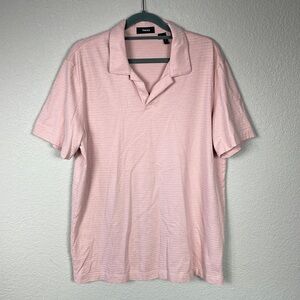 Theory Cotton Modal Jersey Polo Shirt Blush Pink Salmon Golf Country Club Sz L